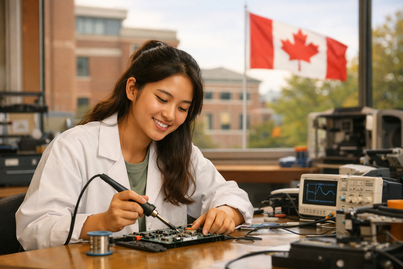 International student participating in a co-op work placement in Canada